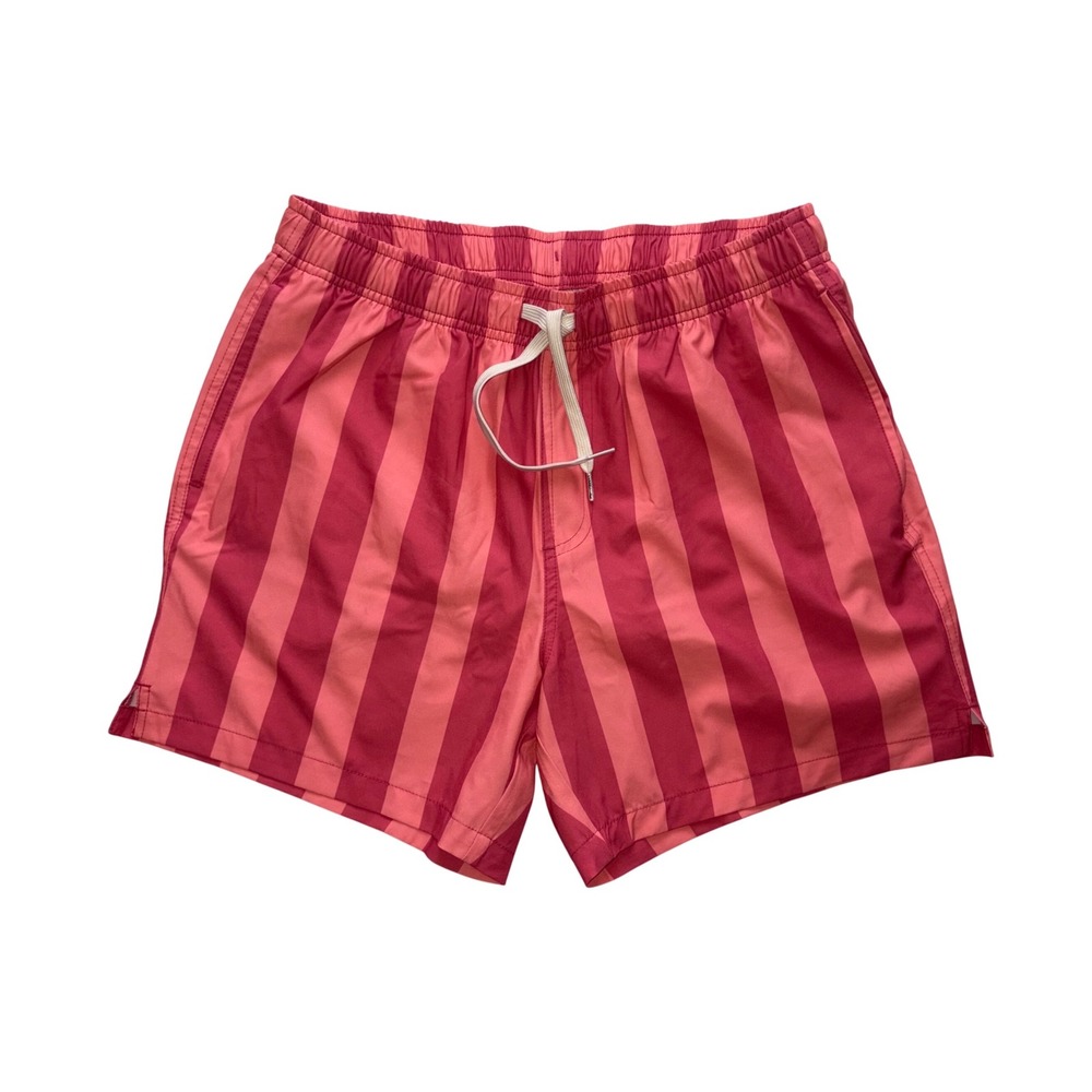BEARBOTTOM Swim Trunks Mens Large Pink Red Striped Lined 5.5" Inseam